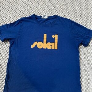 Sezane Navy Blue Tee with Yellow 'soleil' Logo